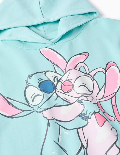 Sweat en coton à capuche et imprimé stitch Bleu clair 3 - vertbaudet enfant 