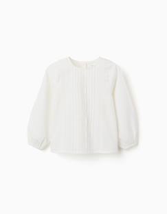 Blouse en popeline à manches longues et plis  - vertbaudet enfant