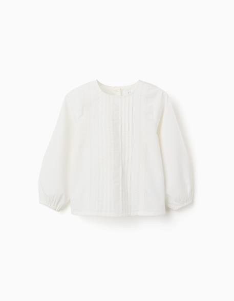 Fille-Blouse en popeline à manches longues et plis