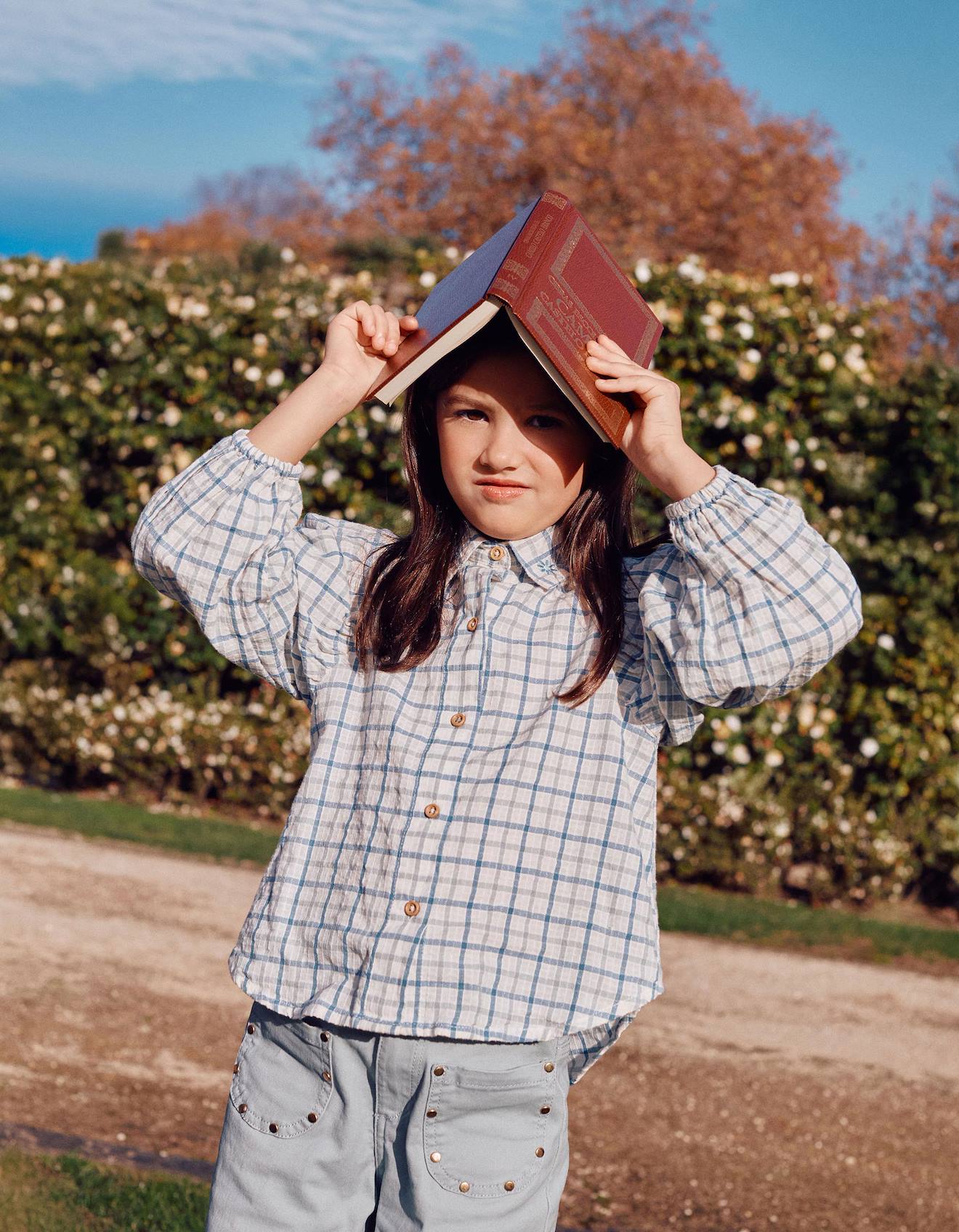 Chemise En Coton À Carreaux Et Manches Bouffantes Vert Clair