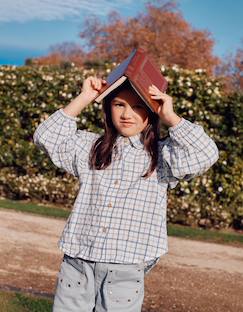 -Chemise en coton à carreaux et manches bouffantes
