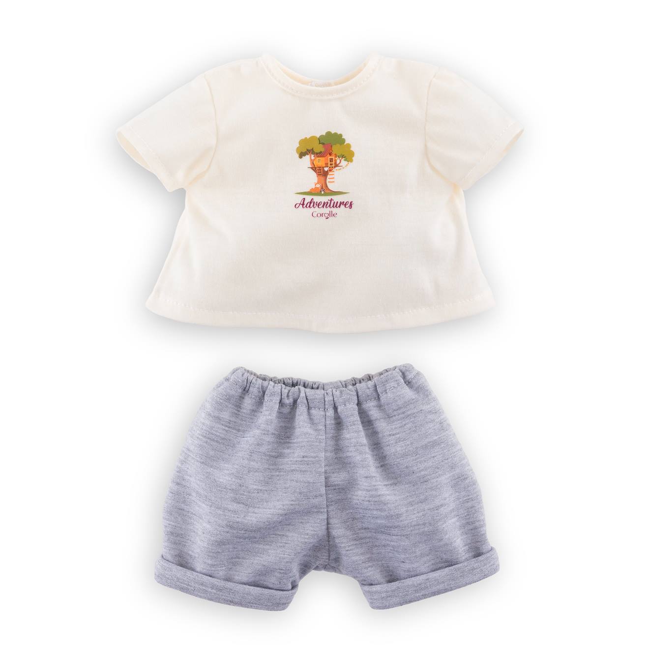 T-shirt & Short petit Explorateur Pour Poupon 30 Cm Gris