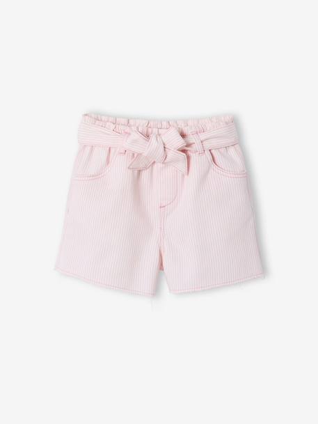 Fille-Short fille twill ceinture à nouer