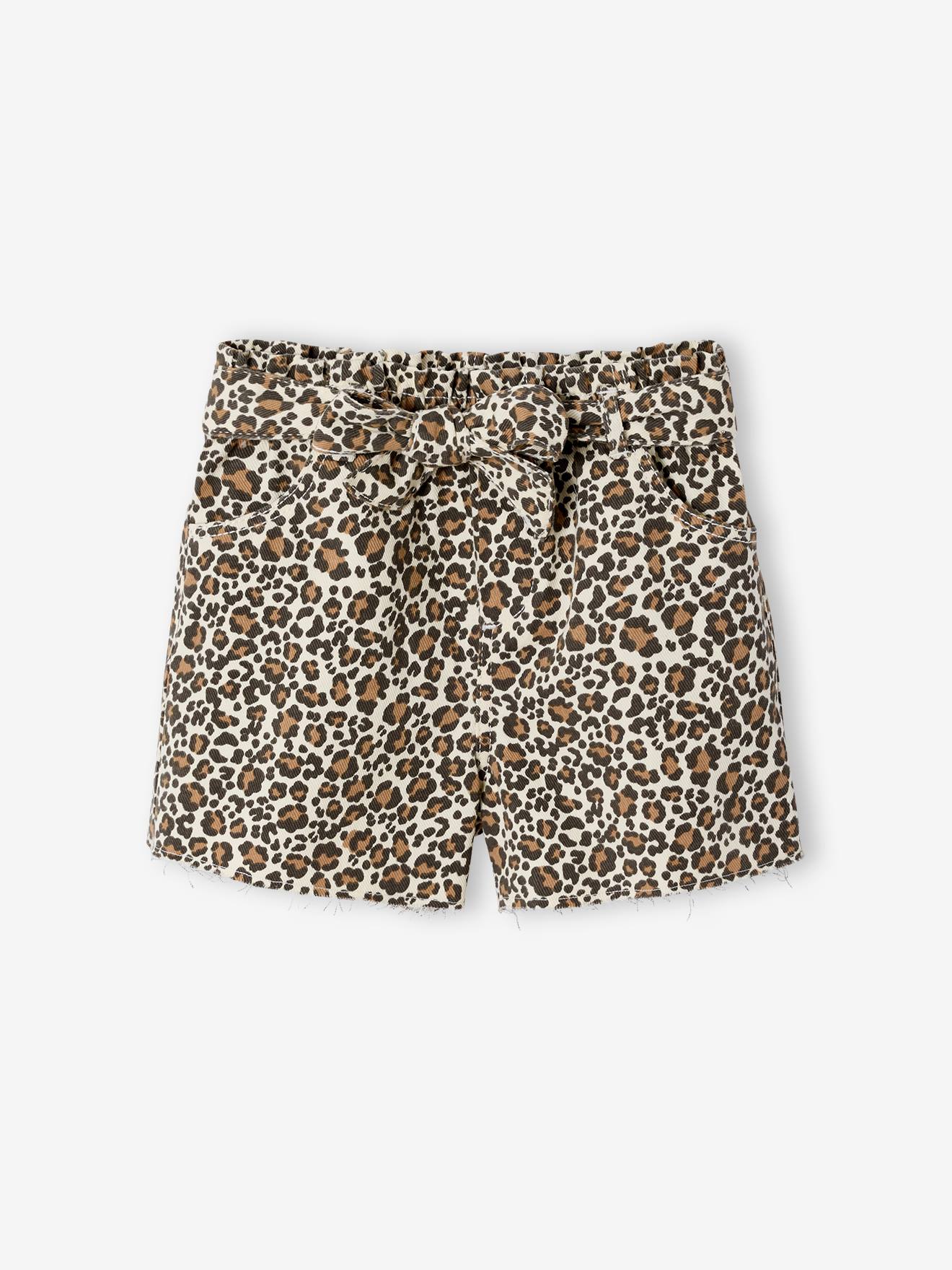Short fille twill ceinture à nouer vanille