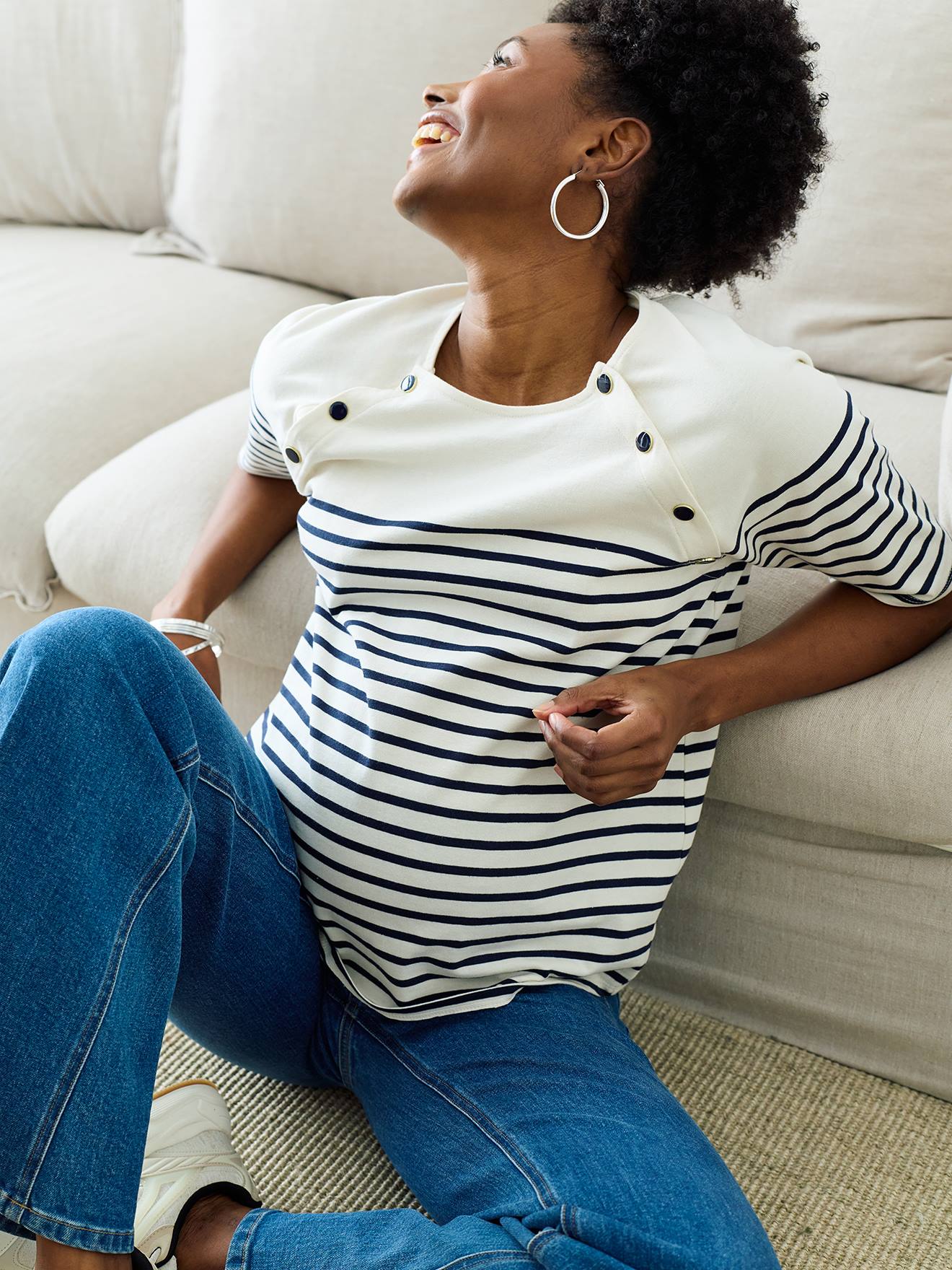 T-shirt marinière grossesse allaitement marine