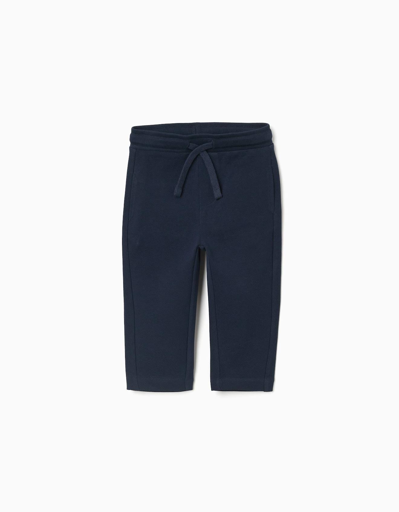 Pantalon Slim En Piqu De Coton Avec Cordon Bleu Fonc 15$