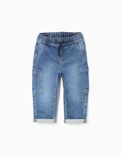 Pantalon en jean à coupe droite et poches cargo  - vertbaudet enfant