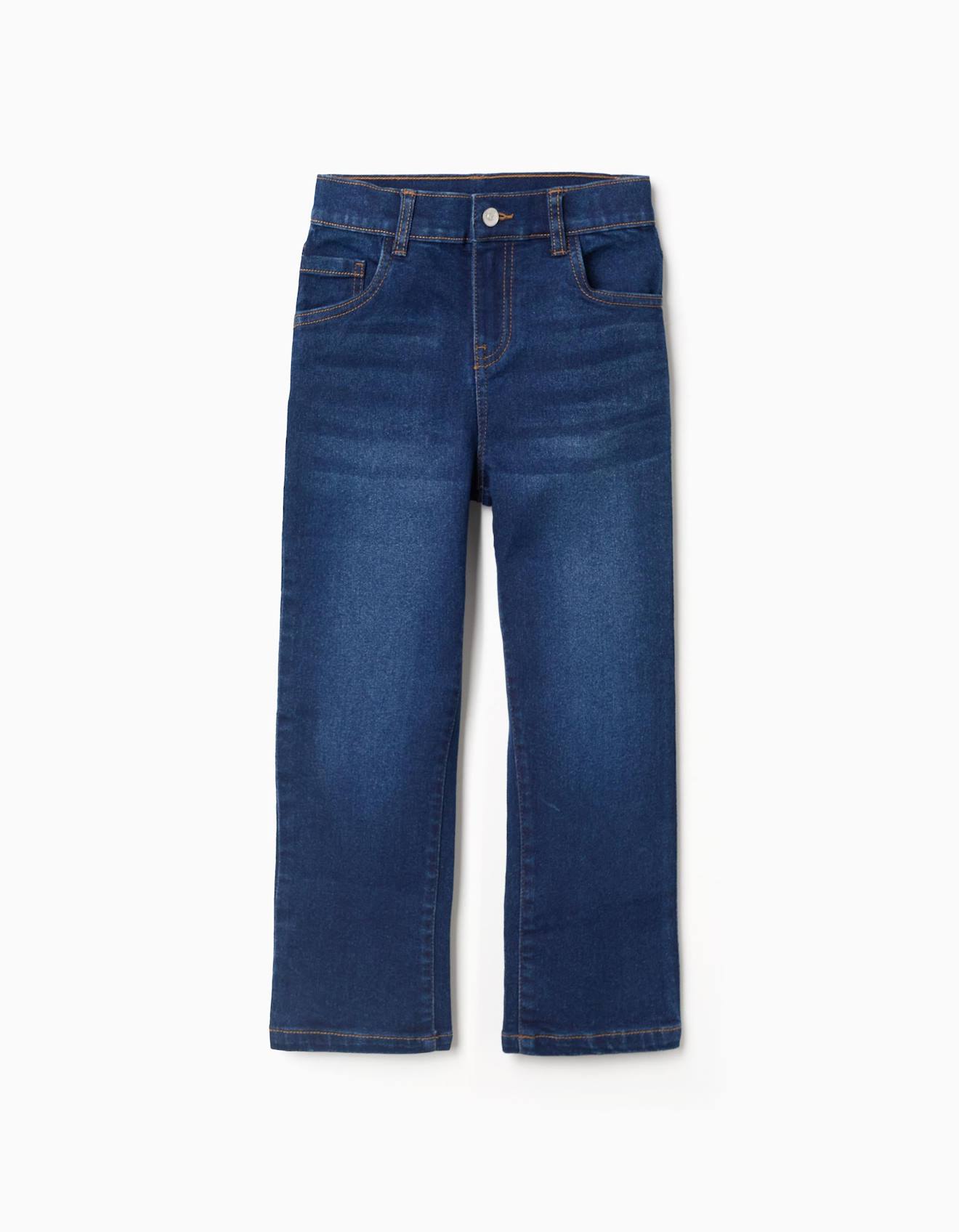 Pantalon En Jean Coupe Droite Bleu Fonc 20$