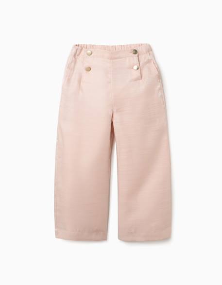 Fille-Pantalon large en acétate avec boutons décoratifs