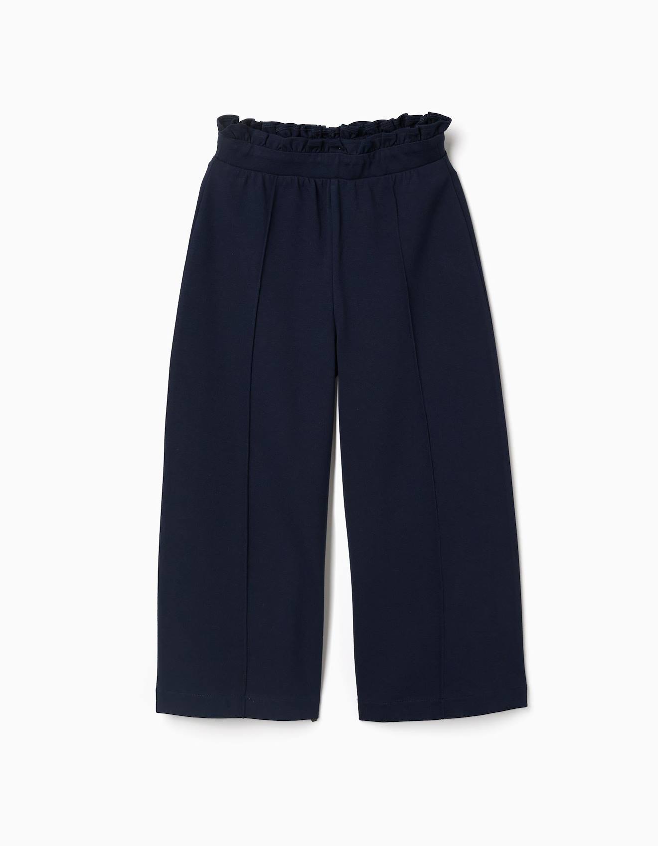 Pantalon Jambe Large En Point De Rome Bleu Fonc 18 €