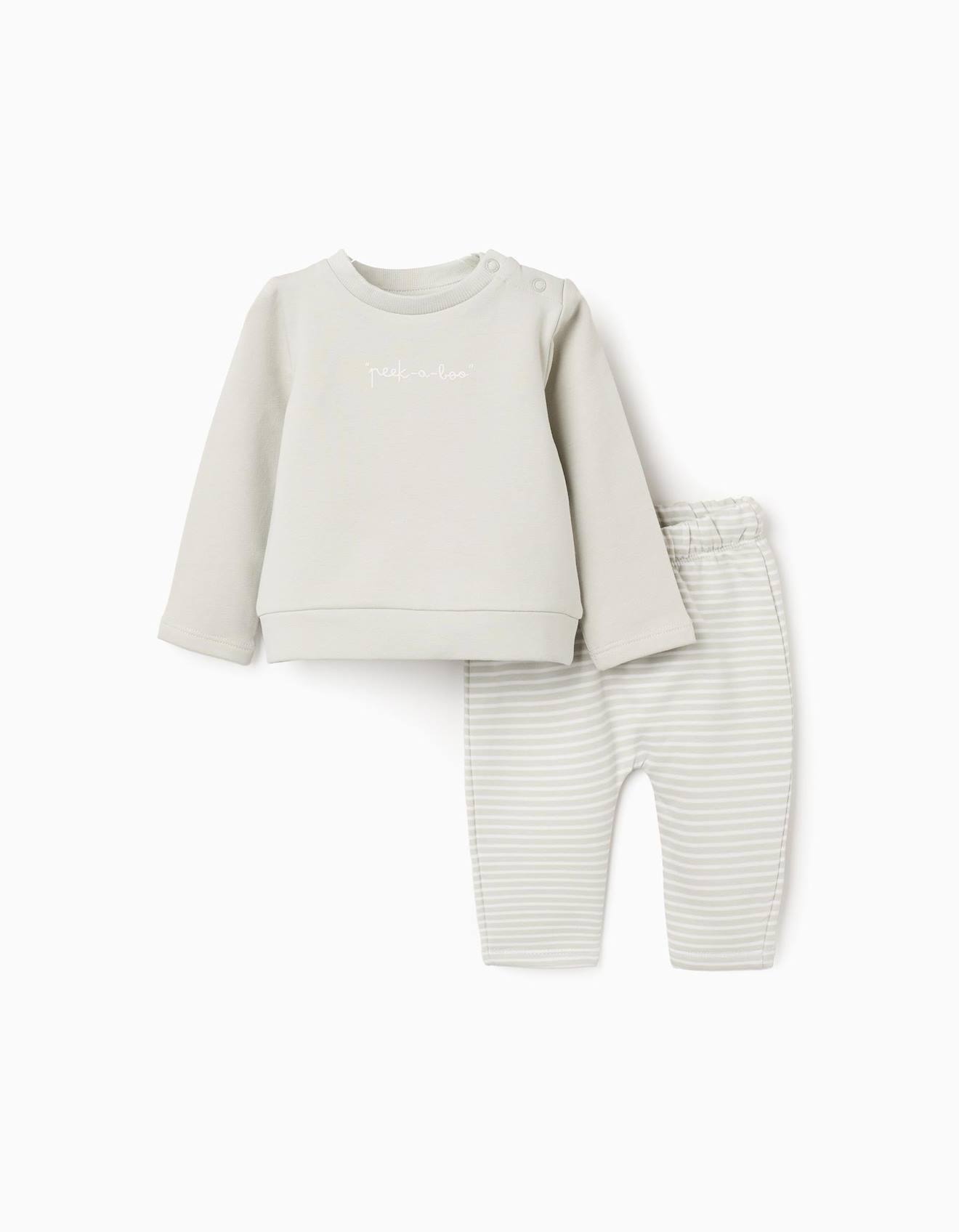 Sweat Pantalon En Coton Peign Vert Clair 16 €