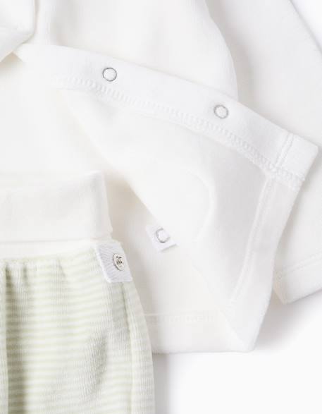 Ensemble en velours de pull + pantalon rayé Blanc 4 - vertbaudet enfant 