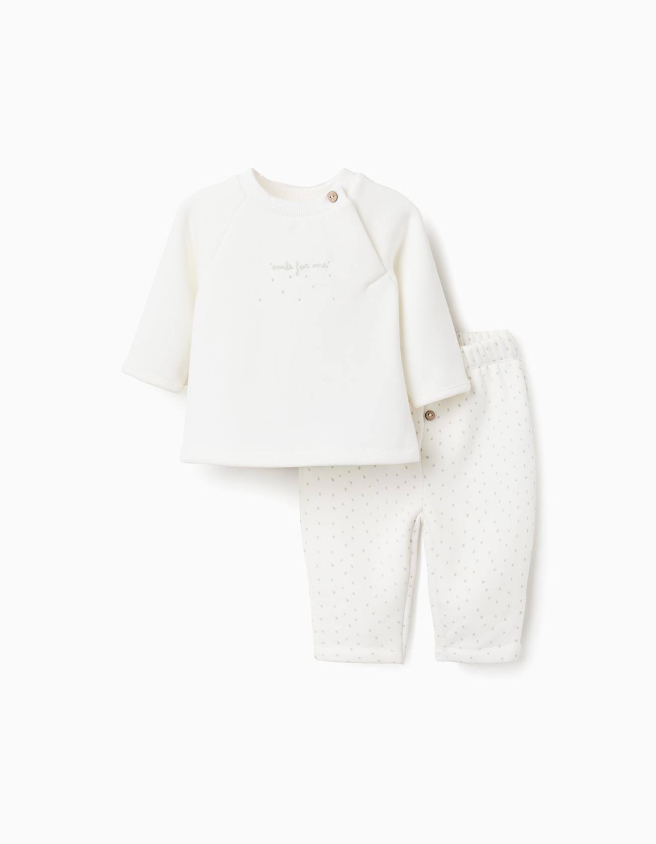 Sweat + Pantalon À Doublure En Peluche Blanc