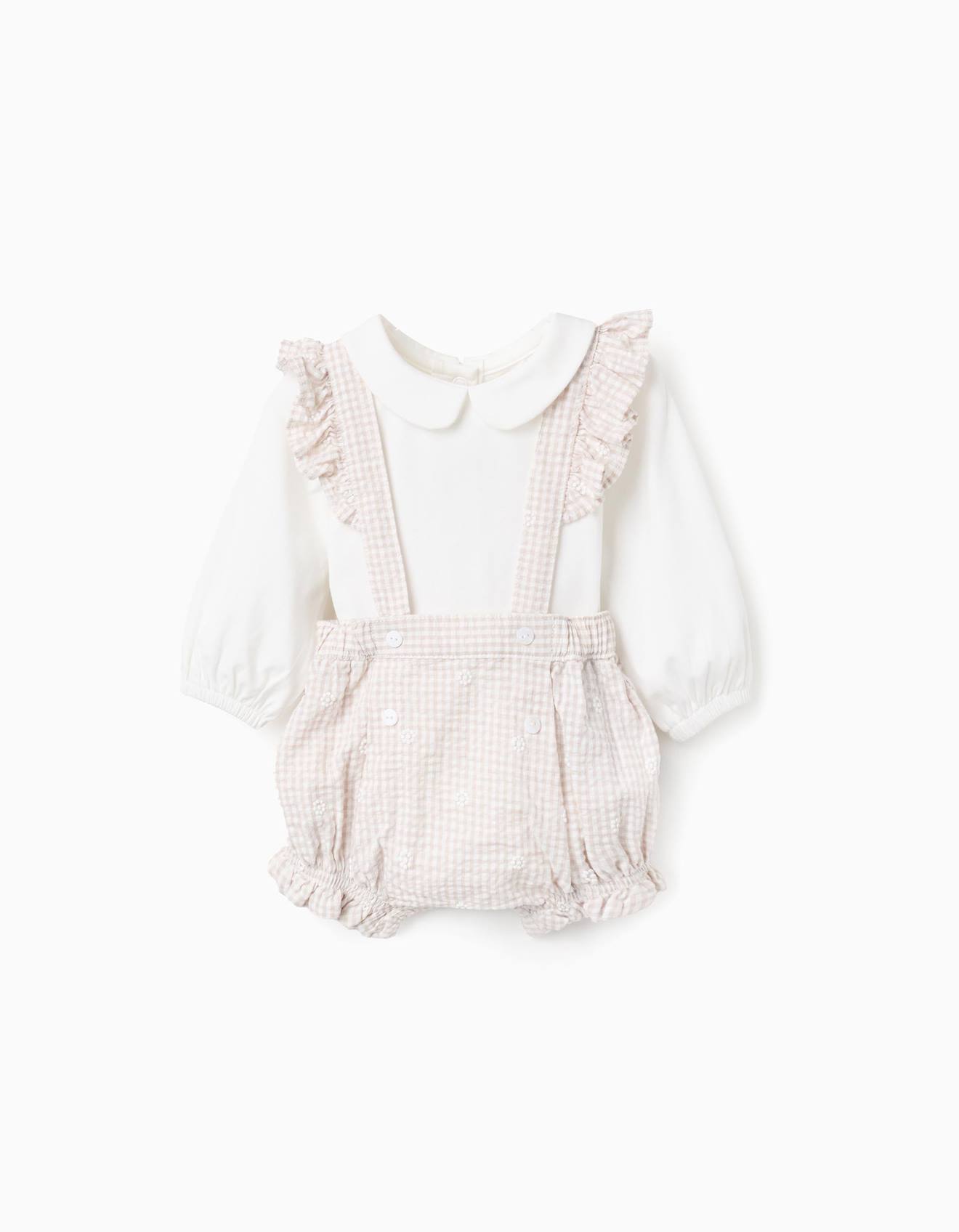 Body + combinaison à motif vichy gris clair