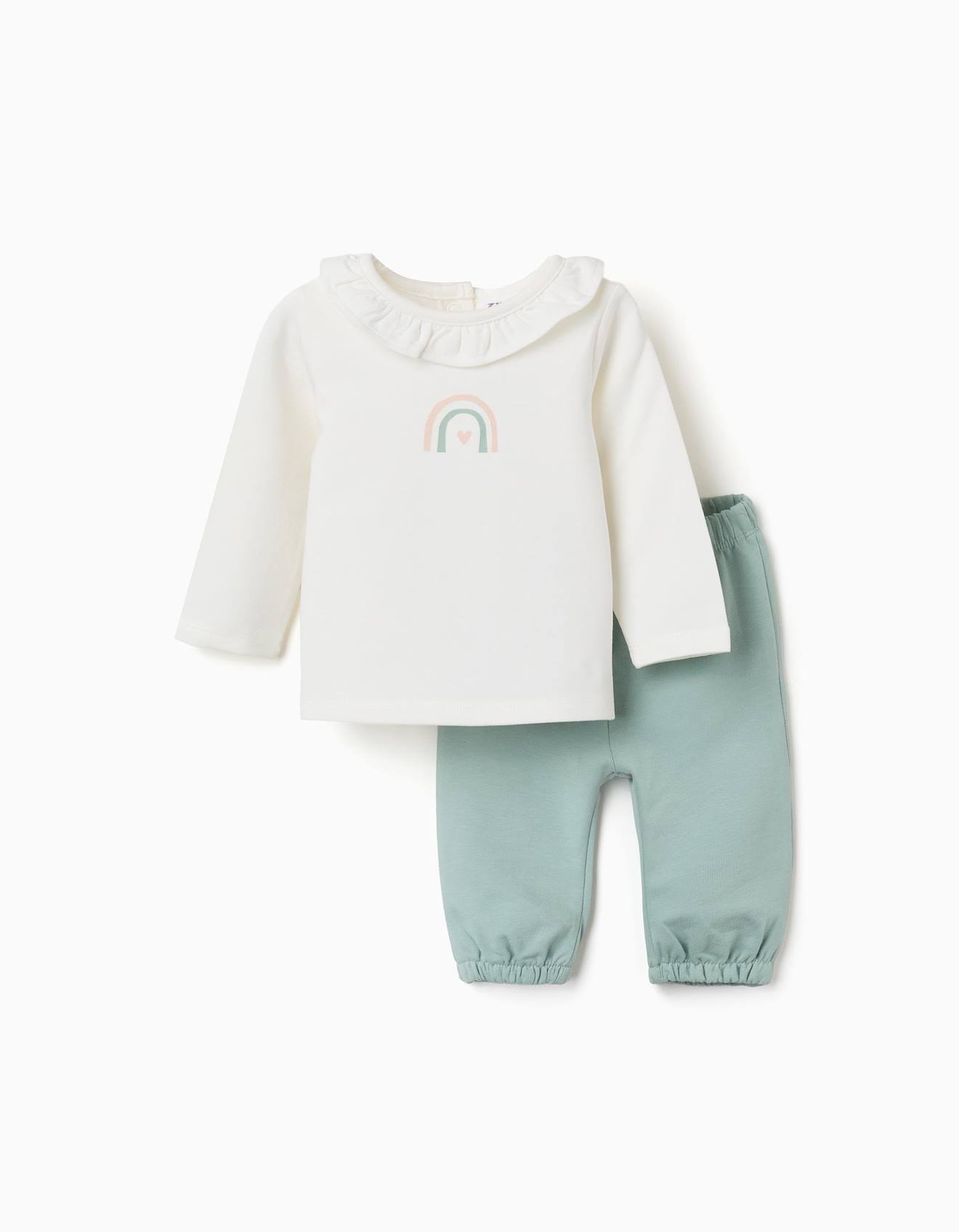 Sweat Avec Imprimé Arc-en-ciel + Pantalon Blanc