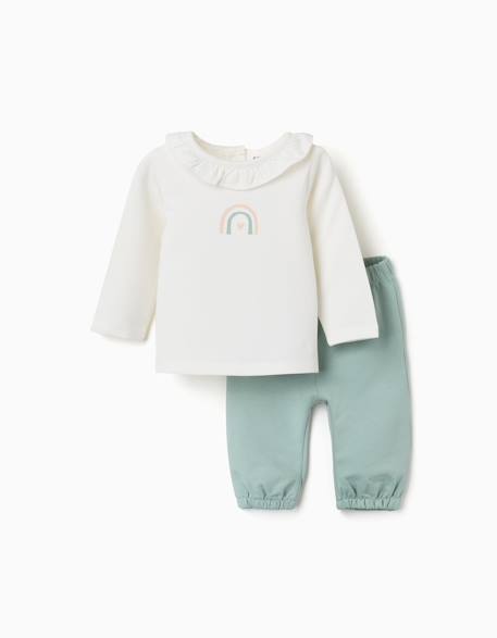 Bébé-Ensemble-Sweat avec imprimé arc-en-ciel + pantalon