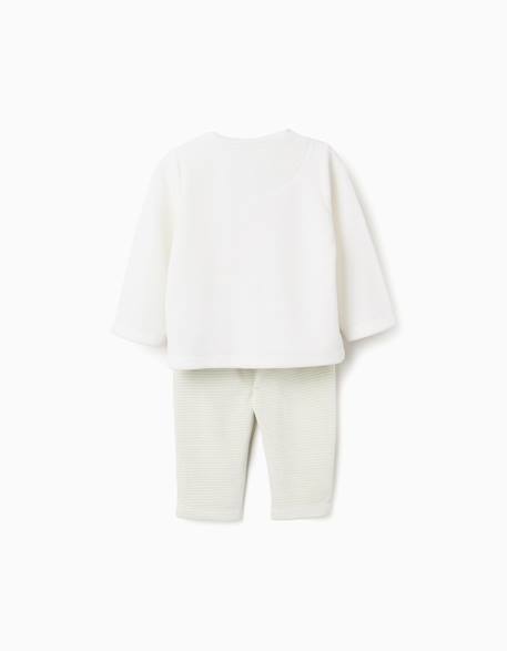 Ensemble en velours de pull + pantalon rayé Blanc 2 - vertbaudet enfant 