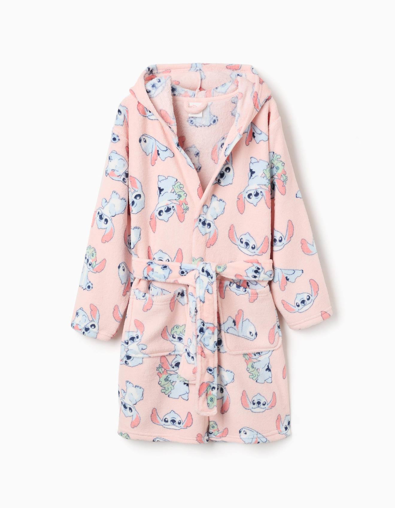 Robe De Chambre En Polaire Corail Avec Motif Stitch Rose Foncé