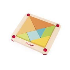 Jouet-Jeux de société-Jeux classiques et de réflexion-Tangram en bois avec 25 cartes modèles