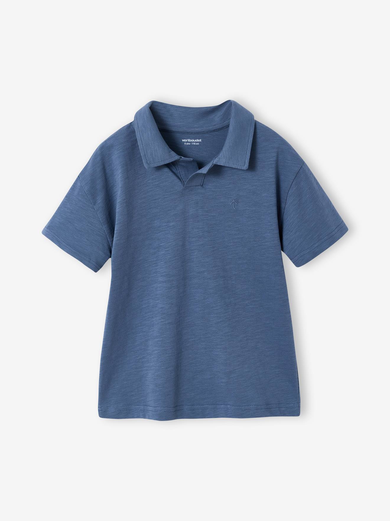 Polo uni garçon bleu