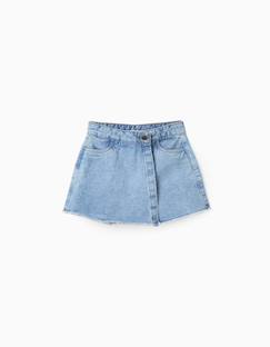 Jupe-short en jean à ourlet effiloché  - vertbaudet enfant