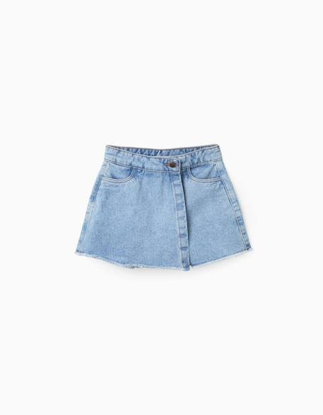 Fille-Jupe-short en jean à ourlet effiloché