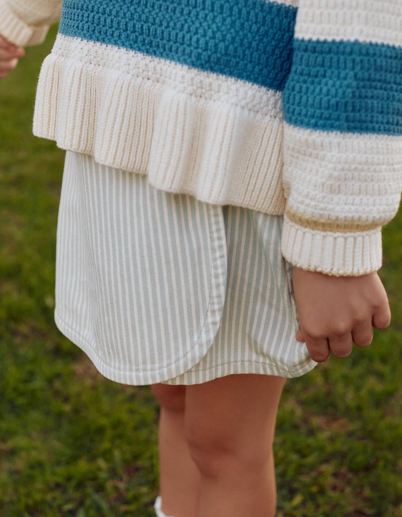 Jupe-short En Coton Avec Rayures Et Nœud Bleu Clair