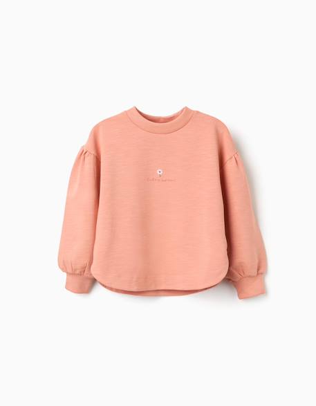 Sweat en coton avec fleur brodée  - vertbaudet enfant