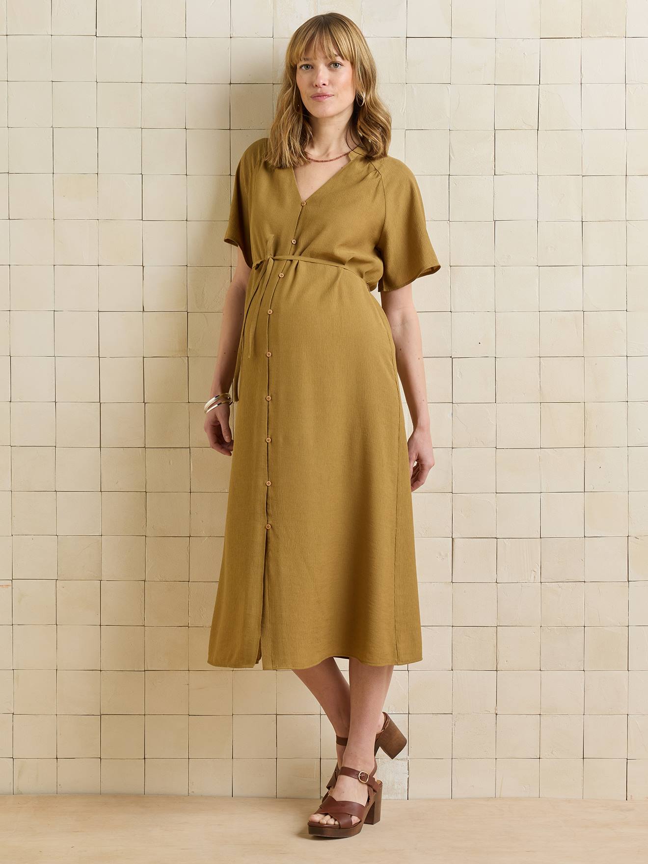 Robe grossesse et allaitement bronze