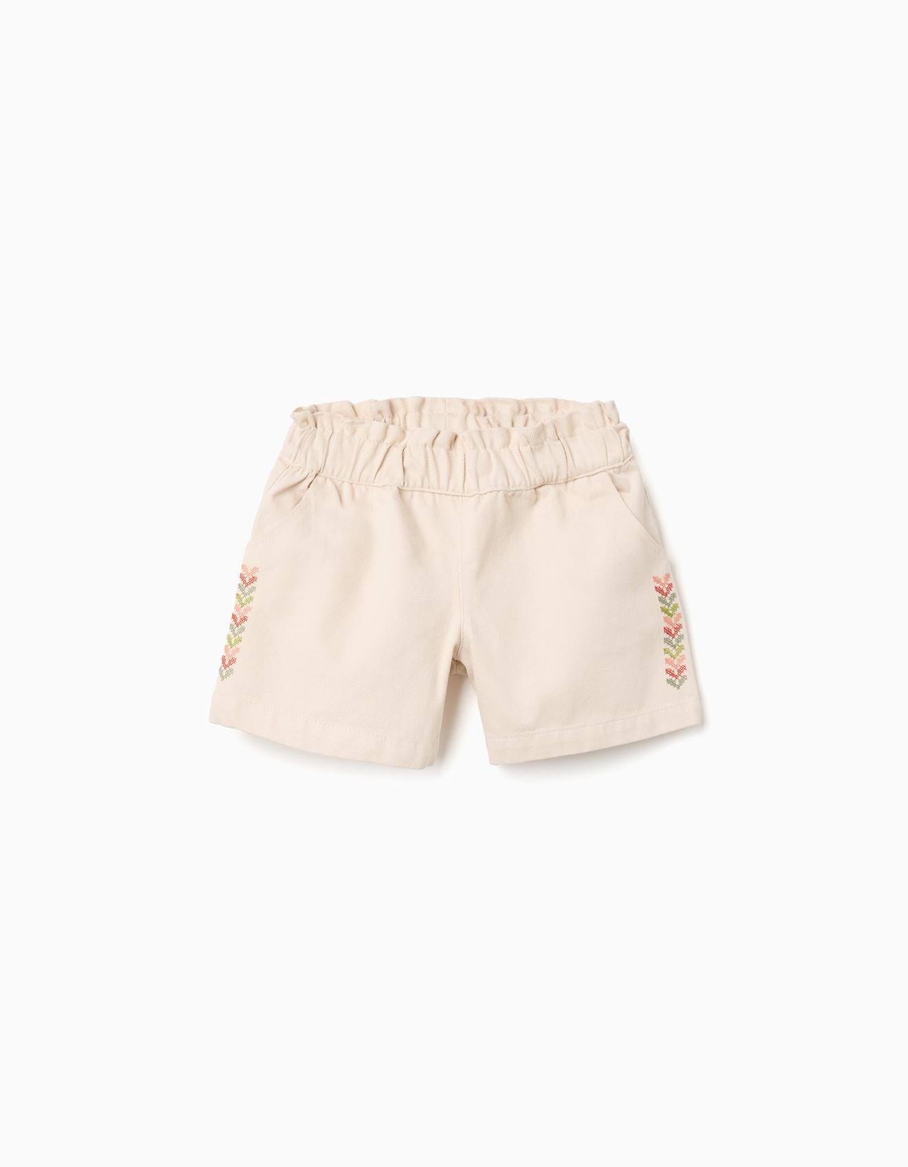Short En Serg Avec Broderie Et Taille lastique Beige 26 €
