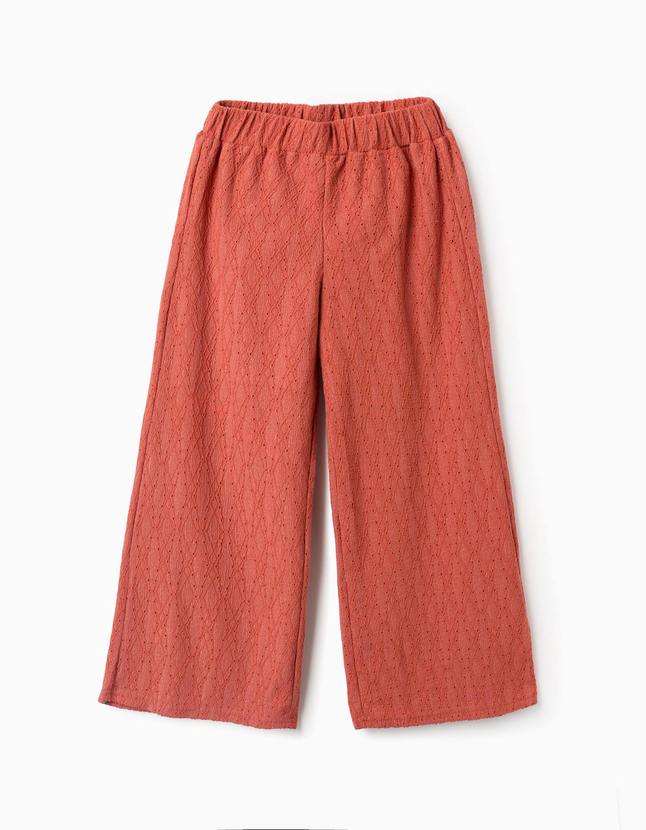 Pantalon À Jambe Large En Broderie Anglaise Orange