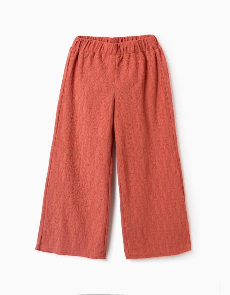 Pantalon à jambe large en broderie anglaise  - vertbaudet enfant