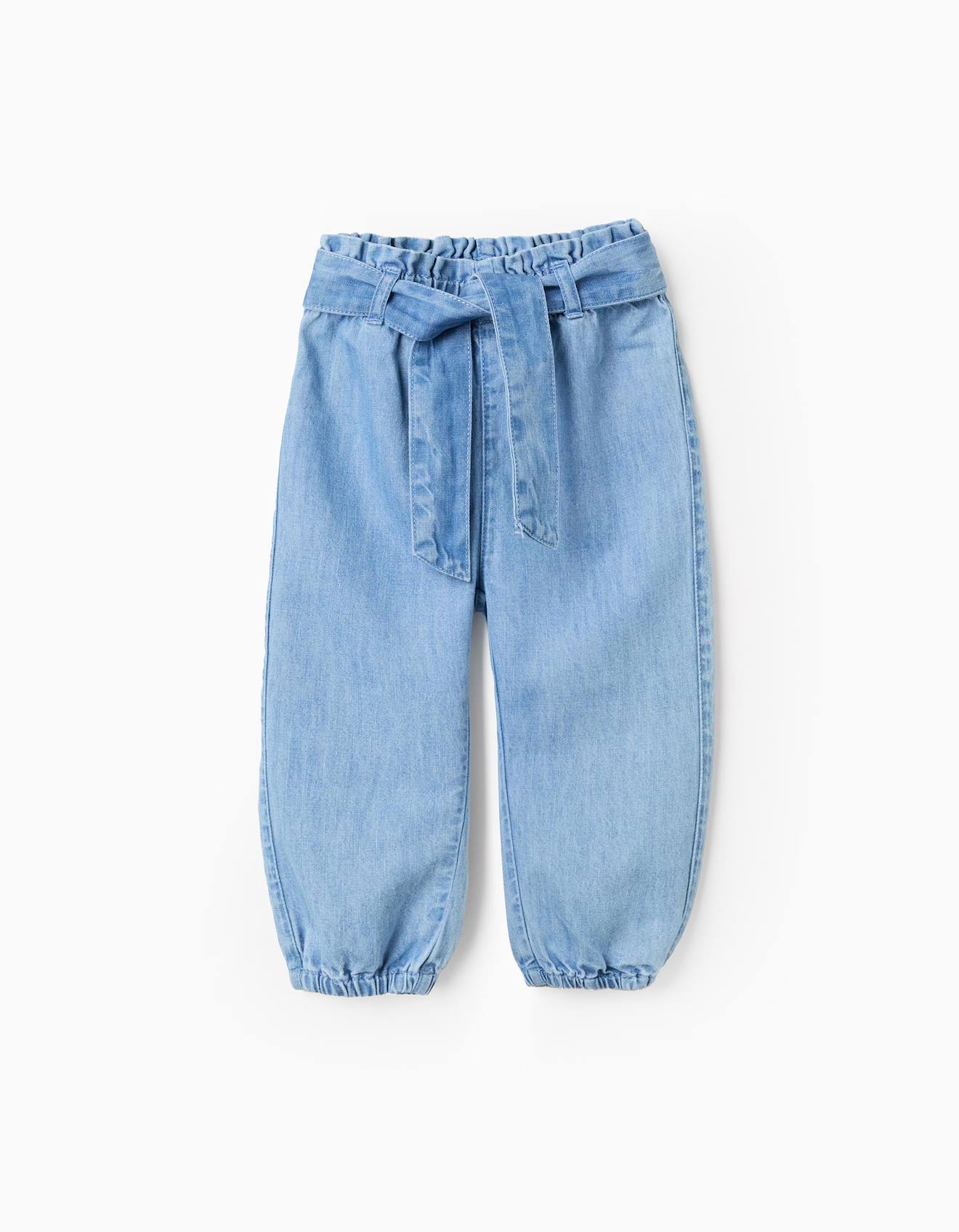 Pantalon En Jean Avec Taille Paperbag Et Ceinture Bleu 17$