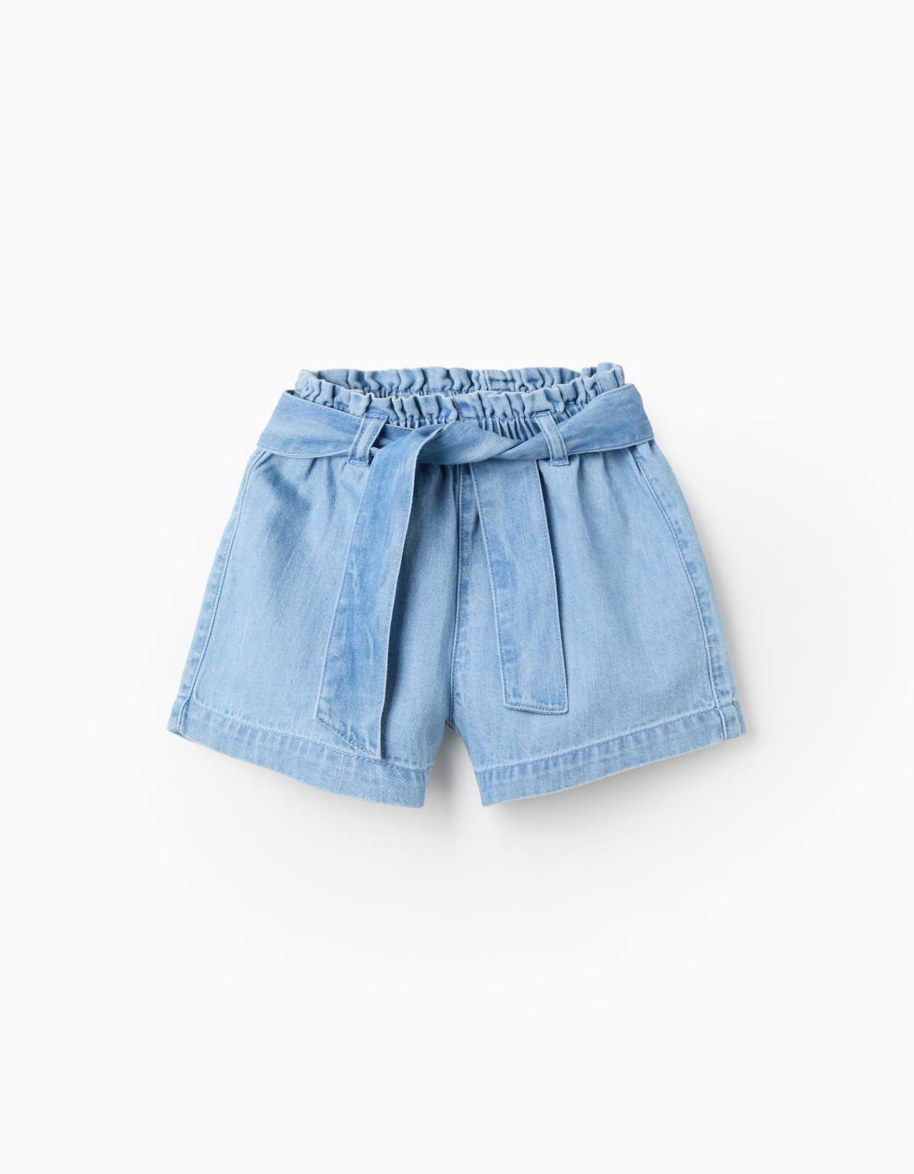 Short En Jean Avec Taille Paperbag Et Ceinture Bleu 17 €