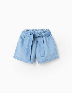 -Short en jean avec taille paperbag et ceinture