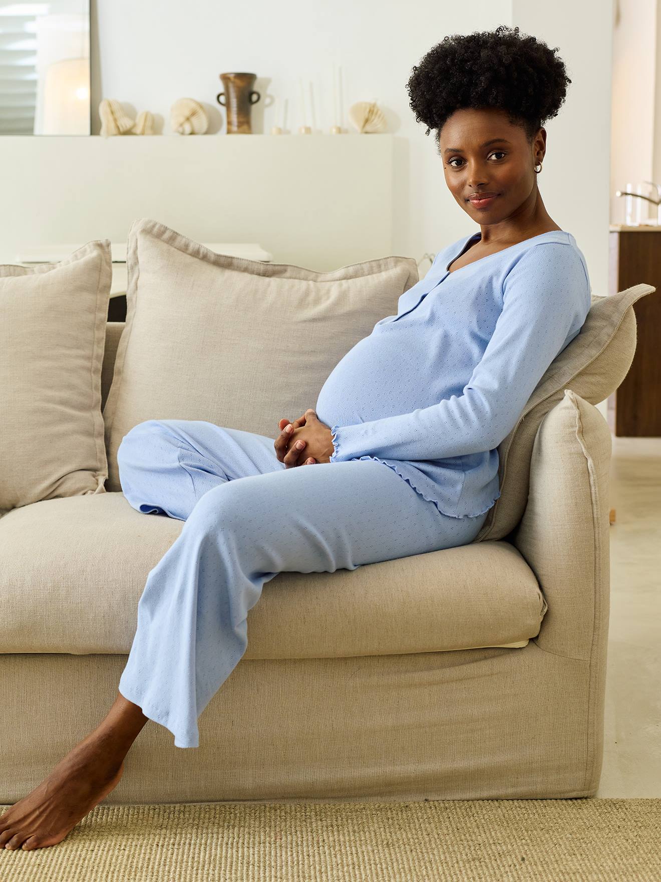 Pyjama grossesse allaitement lavande