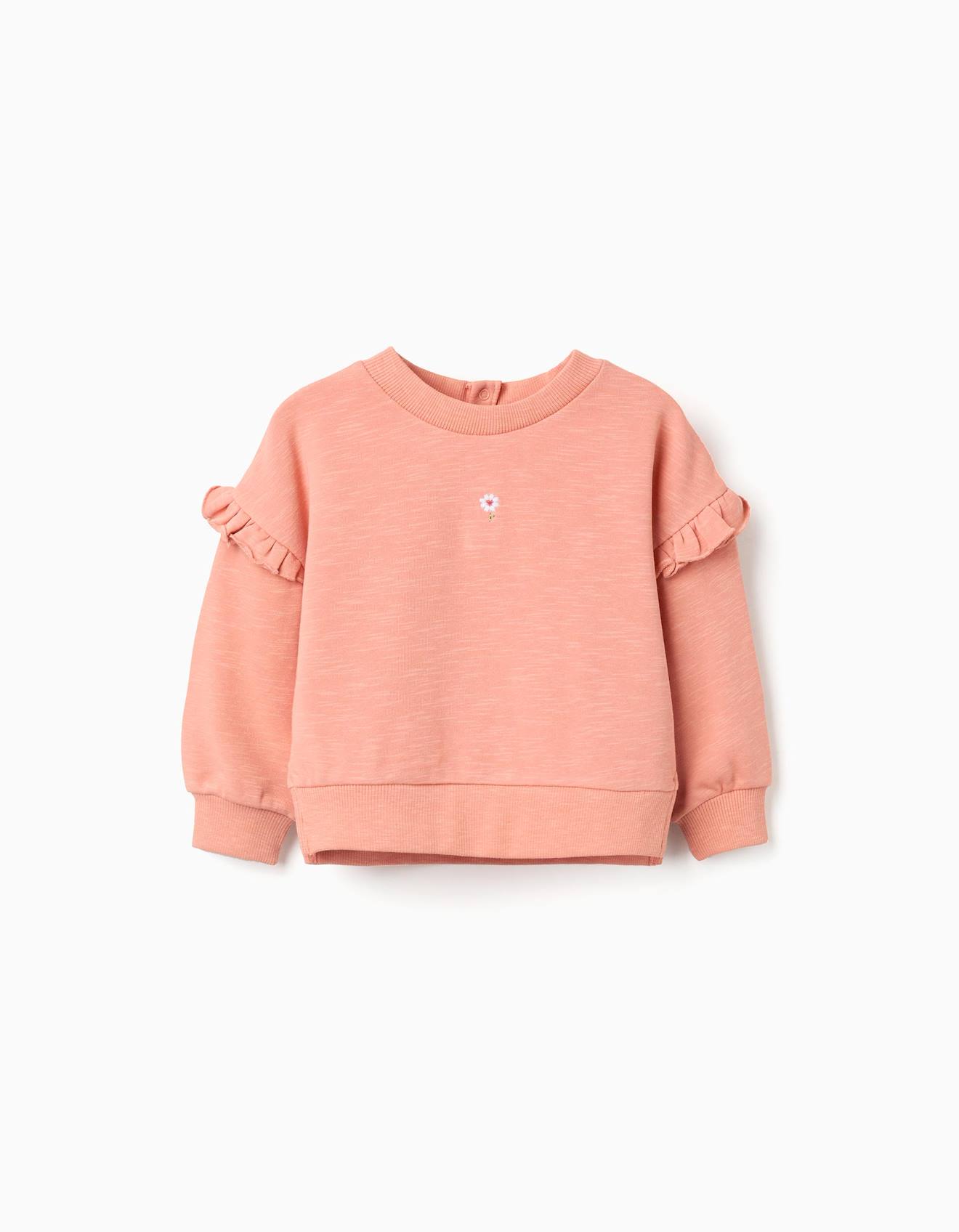 Sweat En Coton Volants Et Broderie Orange Clair 16 €
