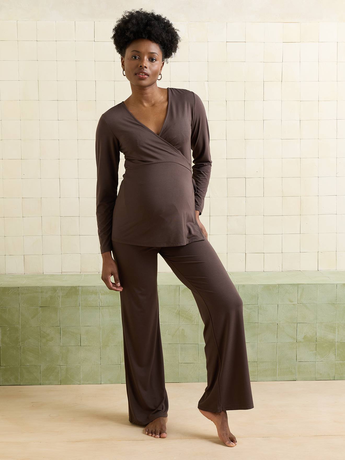 Ensemble sport grossesse allaitement chocolat