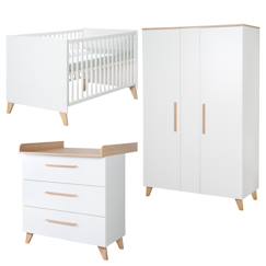 Chambre bébé 3 pièces - lit évolutif + commode à langer et armoire leon  - vertbaudet enfant