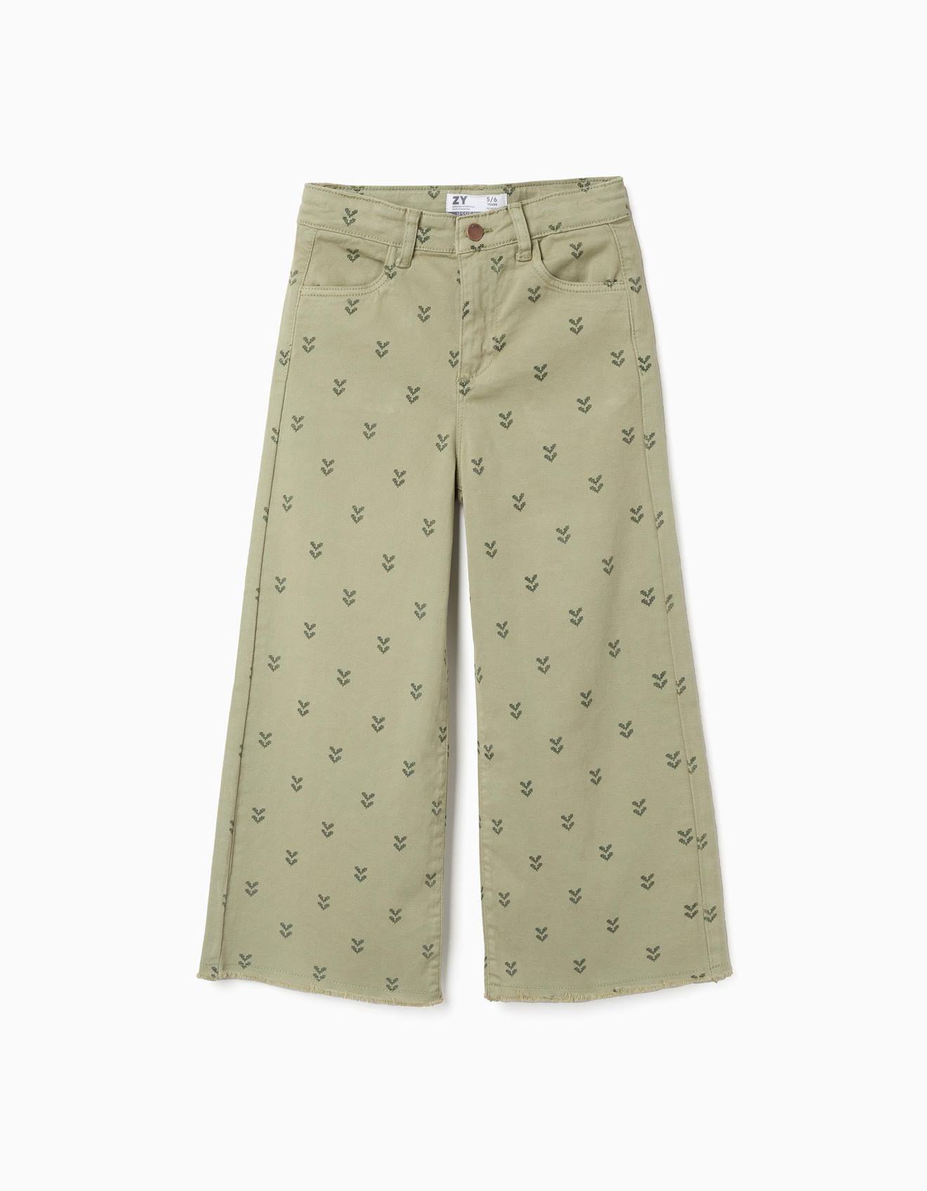 Pantalon Large En Serg Motif Floral Vert Fonc 18 €