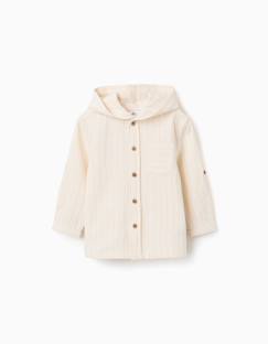 Bébé-Chemise, blouse-Chemise en lin à rayures et capuche