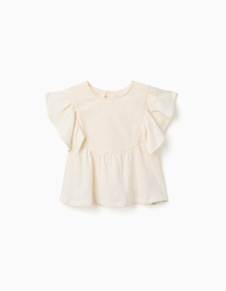 Fille-T-shirt, sous-pull-T-shirt-T-shirt en coton à manches volantées