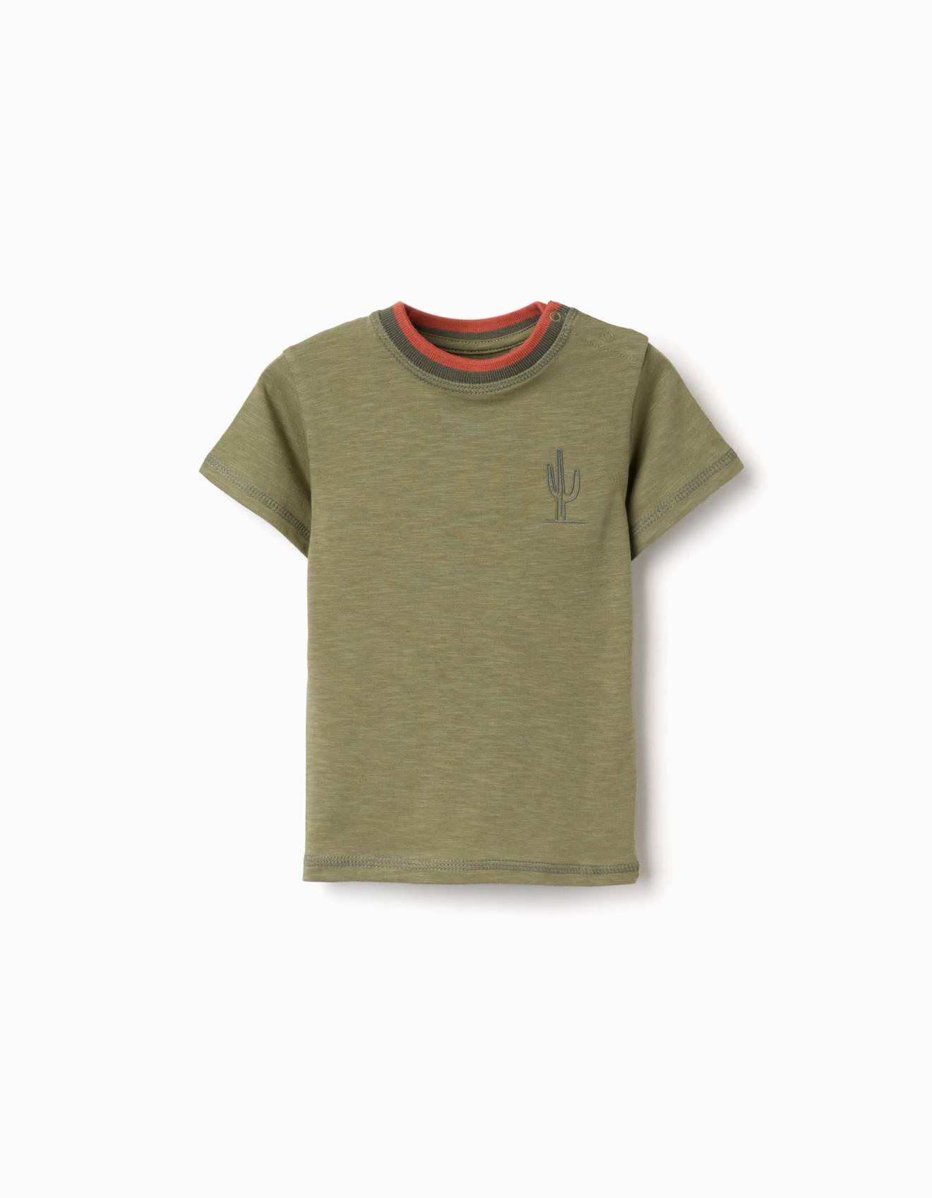 T-shirt En Coton Avec Cactus Brod Vert Fonc 10 €