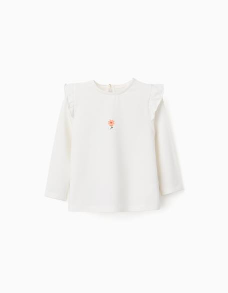 Bébé-T-shirt en coton à manches longues et fleur en relief