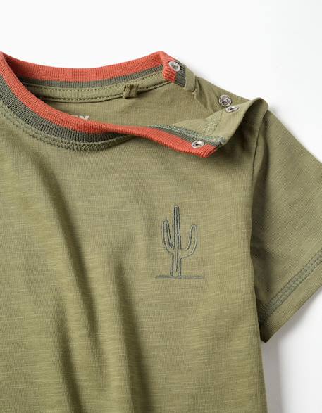 T-shirt en coton avec cactus brodé Vert foncé 3 - vertbaudet enfant 