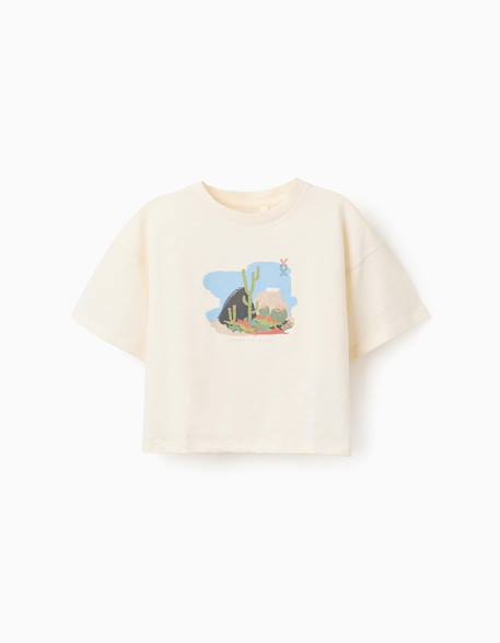 Fille-T-shirt, sous-pull-T-shirt-T-shirt en coton oversize à imprimé et volants