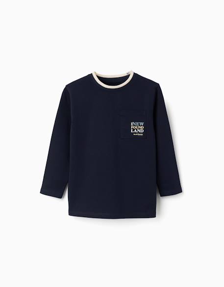 Garçon-T-shirt en coton à manches longues et poche