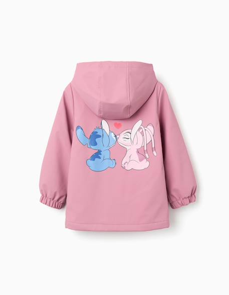 Fille-Parka en caoutchouc à capuche et imprimé stitch