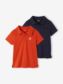 Lot de 2 polos garçon unis manches courtes  - vertbaudet enfant