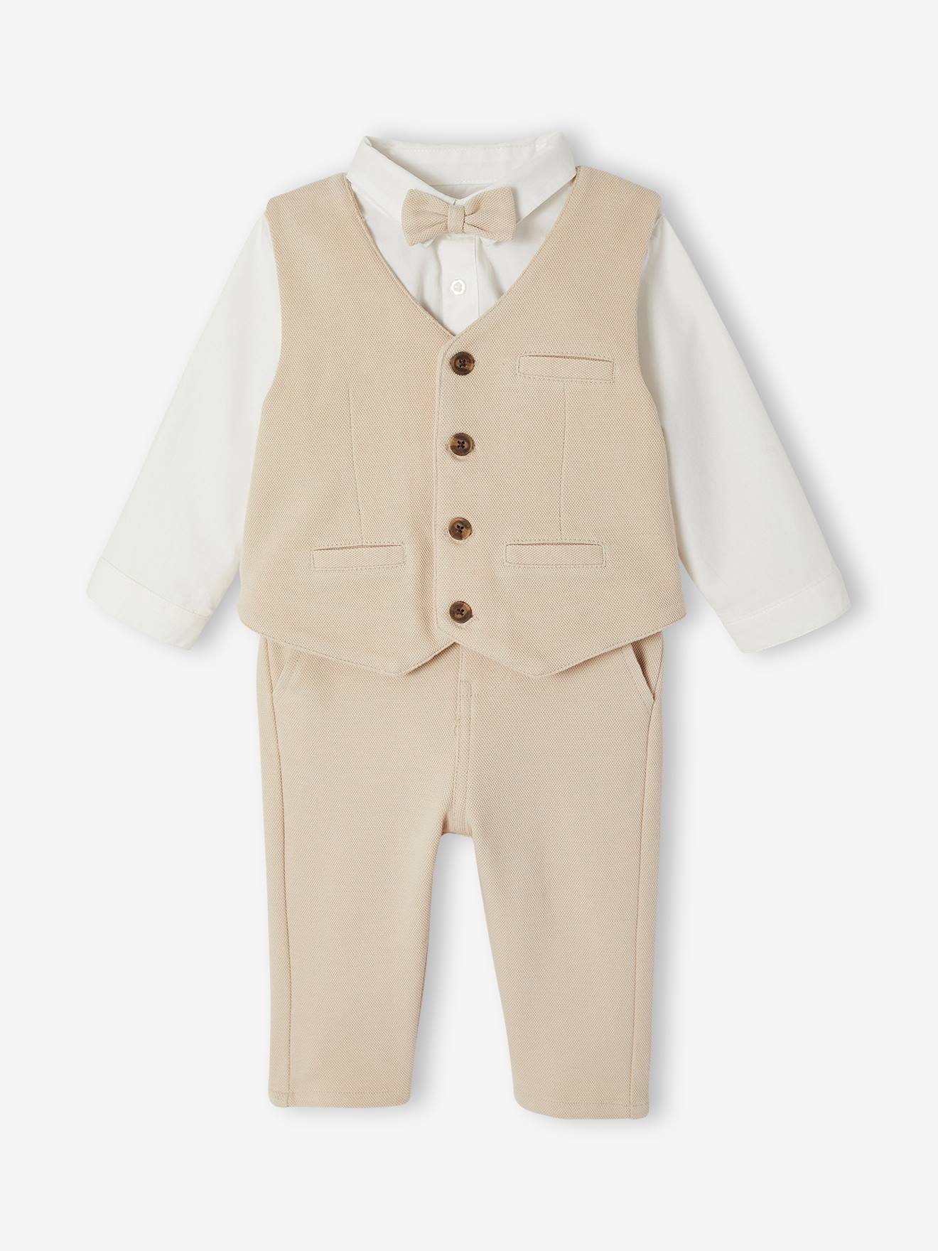 Ensemble 4 pièces bébé garçon cérémonie beige Ensemble 4 pièces bébé garçon cérémonie beige